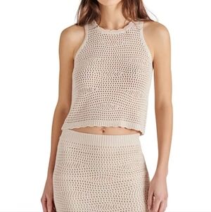 New Steve Madden Hannah Crochet Sweater Top in Oatmeal,  NWT, Sz. XS